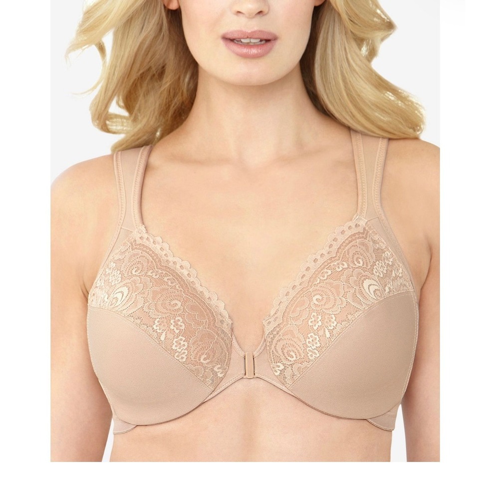 Glamorise WonderWire Front Close Underwire Bra 1245 Cafe Brown 44DD Plus Size